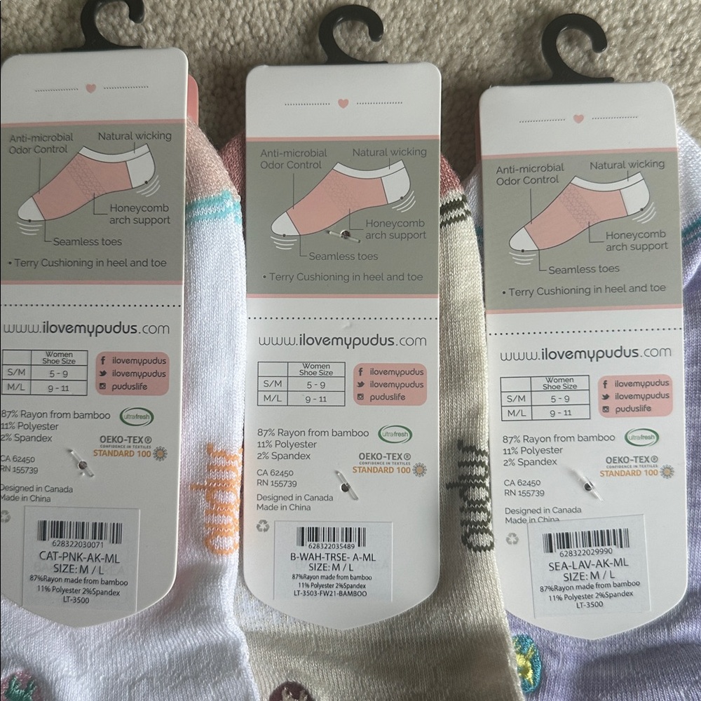 NWT Pudus Everyday Ankle Socks - size M/L - Picture 3 of 5